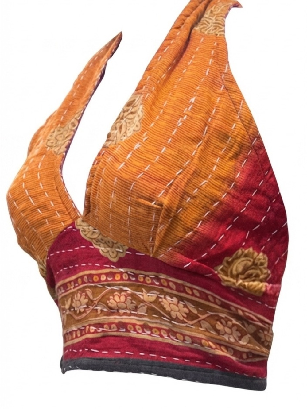 Karma Nepal Crafts Kantha Boho Halter Top OS - Picture 4 of 13